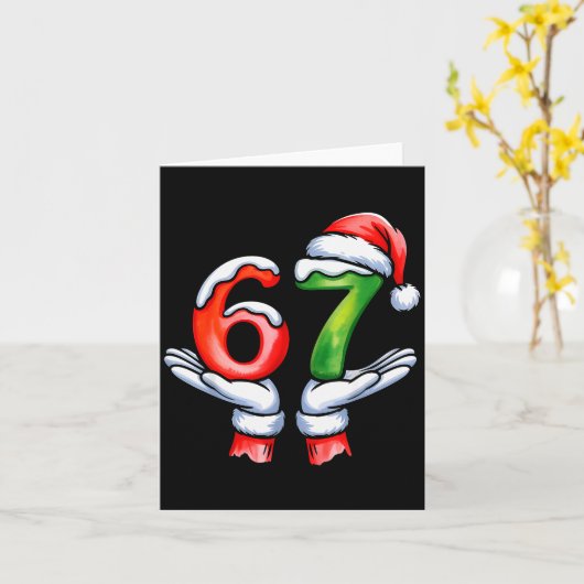 67 Meme Santa Claus Hand Funny Six Seven Christmas Karte (Gelbe Blume)
