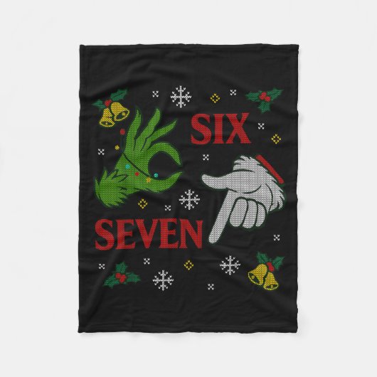 67 Meme Santa Hands Christmas Ugly Sweater Xmas Ce Fleecedecke (Vorderseite)