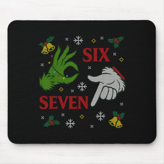 67 Meme Santa Hands Christmas Ugly Sweater Xmas Ce Mousepad (Vorne)