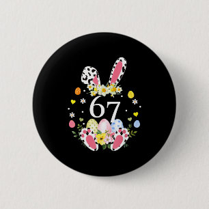 67 Meme Sechs Sieben 6 7 Bunny Leopard Kinder Lust Button