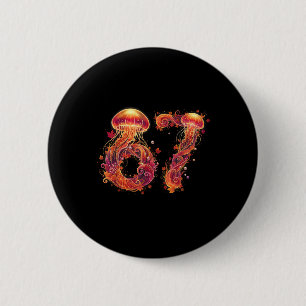 67 Meme Sechs Sieben 6 7 Retro Qualle Meer Ozean T Button