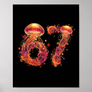 67 Meme Sechs Sieben 6 7 Retro Qualle Meer Ozean T Poster