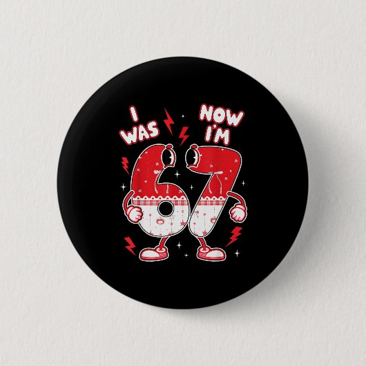 67 Meme Sechs Sieben Für Kinder Jungen Valentinsta Button (Vorderseite)