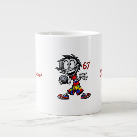 67 Meme! Sechs & Sieben Jumbo-Tasse (Vorderseite)