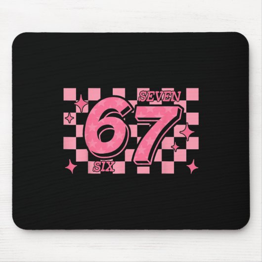 67 Meme Sechs Sieben Kariert Mousepad (Vorne)