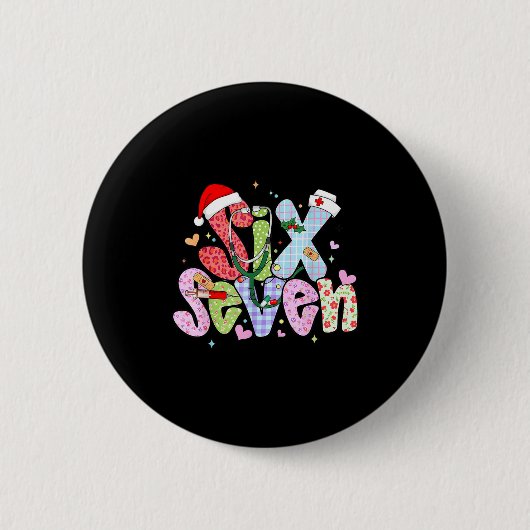 67 Meme Sechs Sieben Krankenschwester Weihnachten Button (Vorderseite)