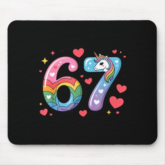 67 Meme Shirt Number Funny Six Seven 6 7  Mousepad (Vorne)