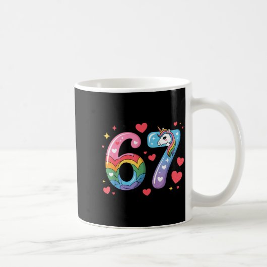67 Meme-Shirt Nummer Lustig Sechs Sieben 6 7  Kaffeetasse (Rechts)