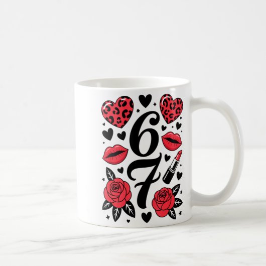 67 Meme Six Seven 67 Meme Six Seven 6 7 Valentine Kaffeetasse (Rechts)