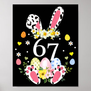 67 Meme Six Seven 6 7 Bunny Leopard Kinder Lustig Poster