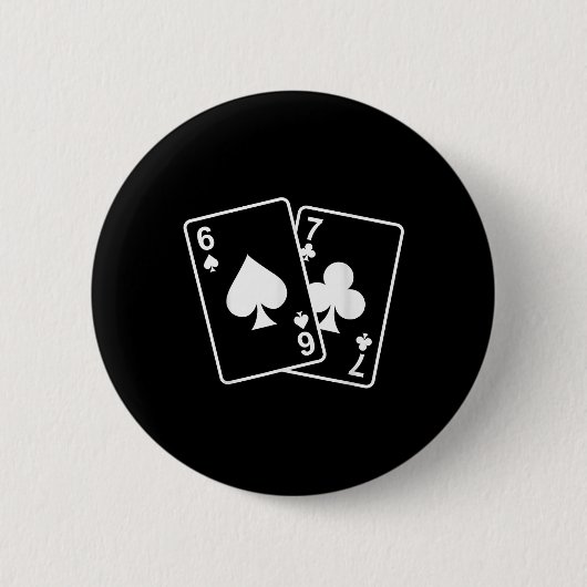 67 Meme Six Seven 6–7 Lustige Spielkarten Button (Vorderseite)