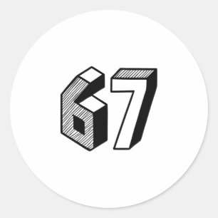67 Meme Six Seven 6-7 Lustiger Internet-Witz Viral Runder Aufkleber