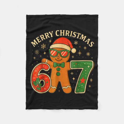 67 Meme Six Seven 6 7 Meme Funny Christmas Gingerb Fleecedecke (Vorderseite)