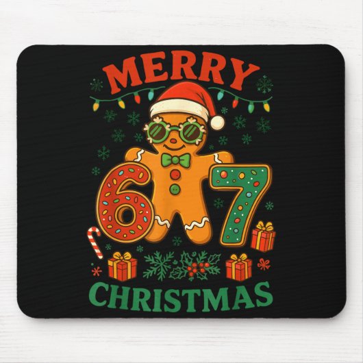 67 Meme Six Seven 6 7 Meme Funny Christmas Gingerb Mousepad (Vorne)