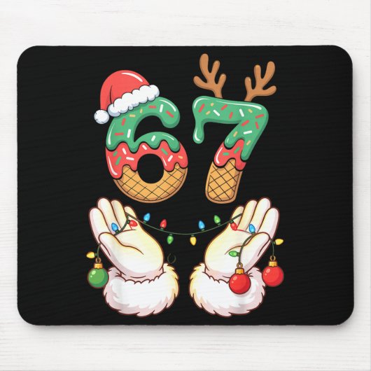 67 Meme Six Seven 6 7 Meme Funny Christmas Santa R Mousepad (Vorne)