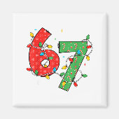 67 Meme Six Seven Brain Rot 6-7 Christmas Lights F Magnet (Vorne)