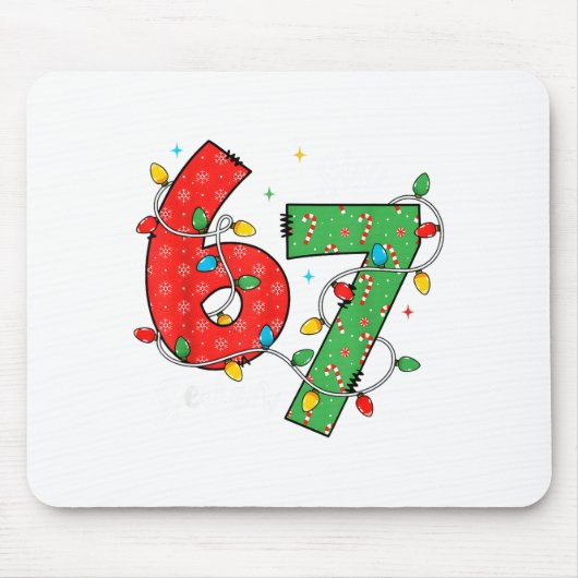 67 Meme Six Seven Brain Rot 6-7 Christmas Lights F Mousepad (Vorne)
