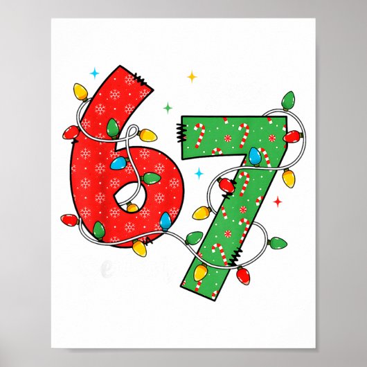 67 Meme Six Seven Brain Rot 6-7 Christmas Lights F Poster (Vorne)