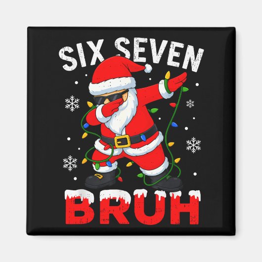 67 Meme Six Seven Bruh Dabbing Santa Funny Christm Magnet (Vorne)