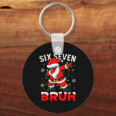 67 Meme Six Seven Bruh Dabbing Santa Funny Christm Schlüsselanhänger (Vorderseite)