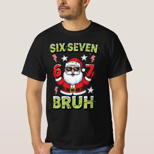 67 Meme Six Seven Bruh Dabbing Santa Funny Xmas T-Shirt (Vorderseite)