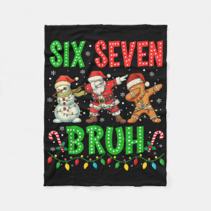 67 Meme Six Seven Bruh Dabbing Weihnachtsmann 6 7  Fleecedecke