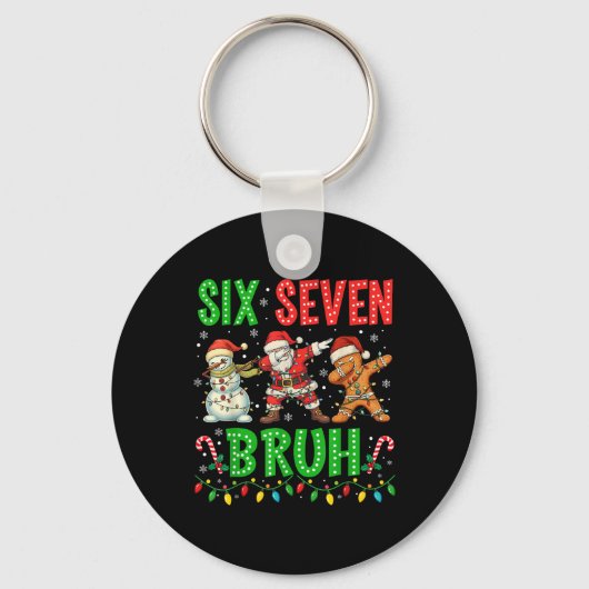 67 Meme Six Seven Bruh Dabbing Weihnachtsmann 6 7 Schlüsselanhänger (Vorderseite)