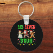 67 Meme Six Seven Bruh Dabbing Weihnachtsmann 6 7 Schlüsselanhänger (Vorderseite)
