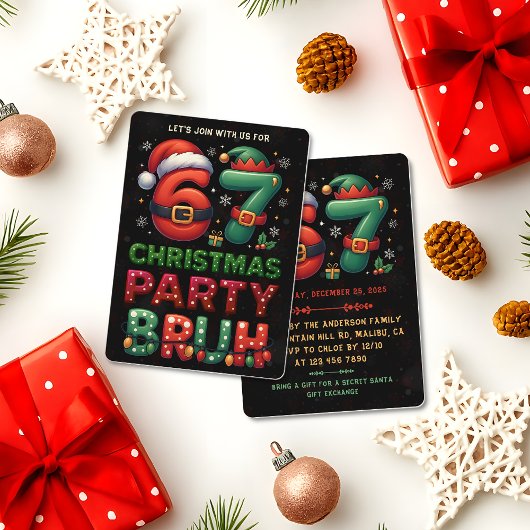 67 Meme Six Seven Bruh Funny Christmas 6 7 Einladung