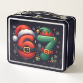 67 Meme Six Seven Bruh Funny Christmas 6 7 Metall Brotdose (Vorderseite)