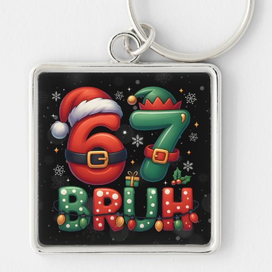 67 Meme Six Seven Bruh Funny Christmas 6 7 Schlüsselanhänger (Vorne)