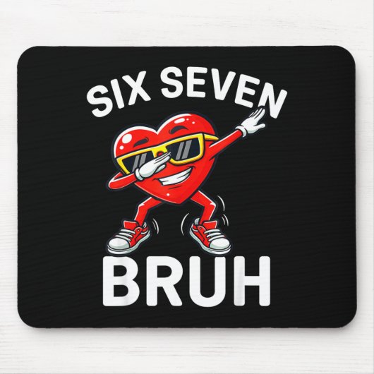 67 Meme Six Seven Bruh Herz Dabbing 6 7 Valentinst Mousepad (Vorne)
