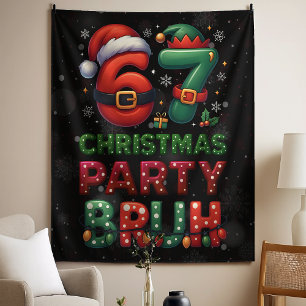 67 Meme Six Seven Bruh Lustiges Weihnachten 6 7 Wandteppich