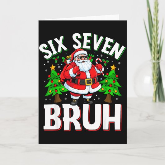 67 Meme Six Seven Bruh Santa Funny Christmas Kids Karte (Vorderseite)