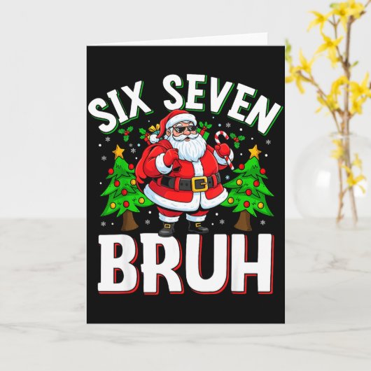67 Meme Six Seven Bruh Santa Funny Christmas Kids Karte (Gelbe Blume)
