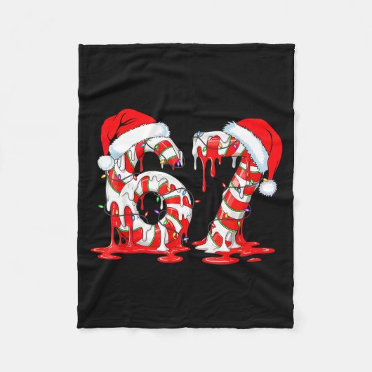67 Meme Six Seven Candy Canes Drip Christmas Pajam Fleecedecke (Vorderseite)