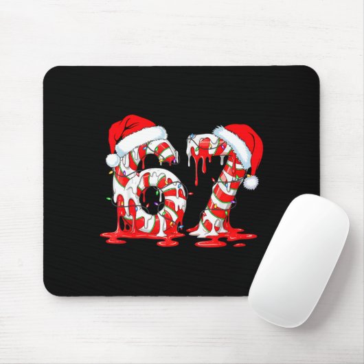 67 Meme Six Seven Candy Canes Drip Christmas Pajam Mousepad (Mit Mouse)
