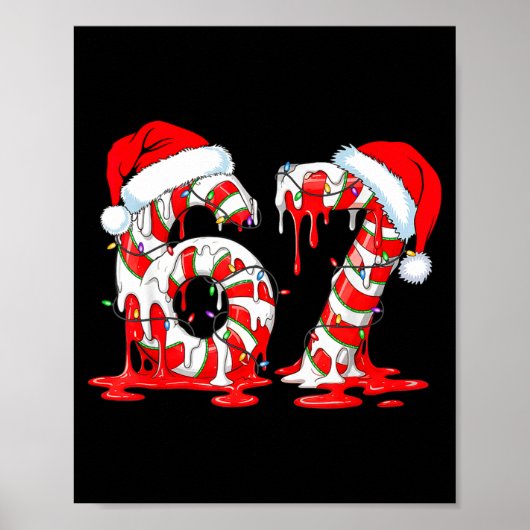 67 Meme Six Seven Candy Canes Drip Christmas Pajam Poster (Vorne)