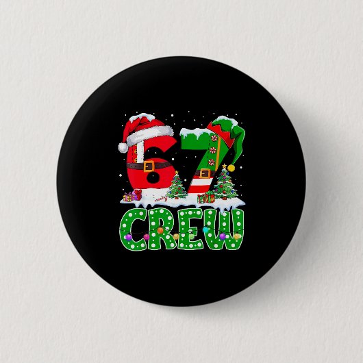 67 Meme Six Seven Christmas Crew Xmas Lights Famil Button (Vorderseite)