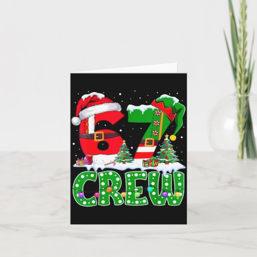 67 Meme Six Seven Christmas Crew Xmas Lights Famil Karte (Vorderseite)
