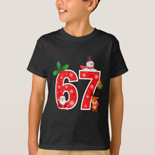 67 Meme Six Seven Christmas Pajamas For Women Men  T-Shirt (Vorderseite)