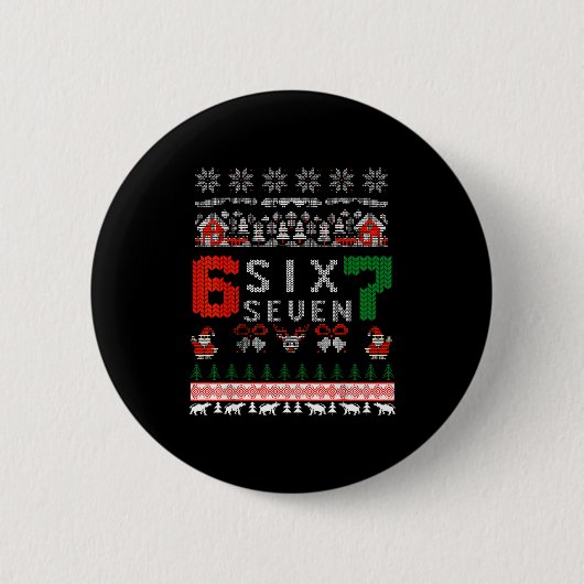 67 Meme Six Seven Christmas Ugly Sweater For Kids Button (Vorderseite)