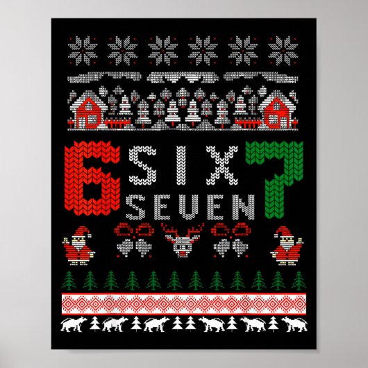 67 Meme Six Seven Christmas Ugly Sweater For Kids  Poster (Vorne)