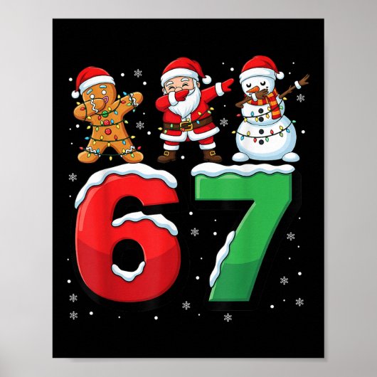 67 Meme Six Seven Dabbing Santa 6 7 Funny Christma Poster (Vorne)