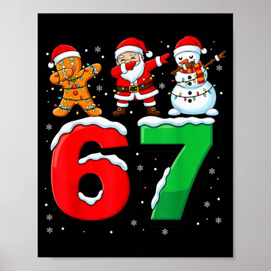 67 Meme Six Seven Dabbing Santa 6 7 Funny Christma Poster (Vorne)