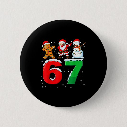 67 Meme Six Seven Dabbing Weihnachtsmann 6 7 Lusti Button (Vorderseite)