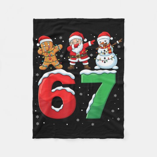 67 Meme Six Seven Dabbing Weihnachtsmann 6 7 Lusti Fleecedecke (Vorderseite)
