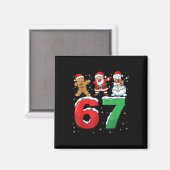67 Meme Six Seven Dabbing Weihnachtsmann 6 7 Lusti Magnet (Vorderseite/Rückseite)