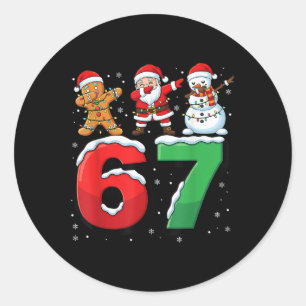 67 Meme Six Seven Dabbing Weihnachtsmann 6 7 Lusti Runder Aufkleber