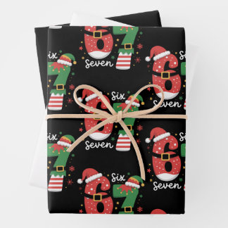 67 Meme Six Seven Elf Christmas Santa Hat Geschenkpapier Set